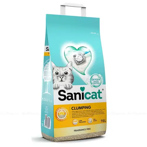Sanicat Clumping Nisip pentru pisici, fara aroma, 16 L/14 kg