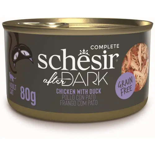 Hrana umeda pentru pisici Schesir After Dark Conserva, supa cu Pui si Rata 80 gr
