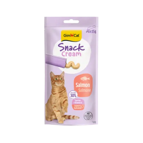 Recompensa cremoasa pentru pisici Gimcat Snack Cream cu somon pachet 6x15 g