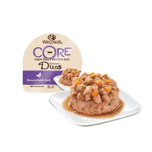 Hrana umeda pentru pisici Wellness Core Savoury Duos cu rata 79 g