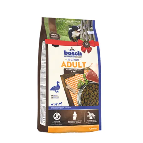 Hrana uscata pentru caini Bosch Adult cu Rata si Orez 15 kg