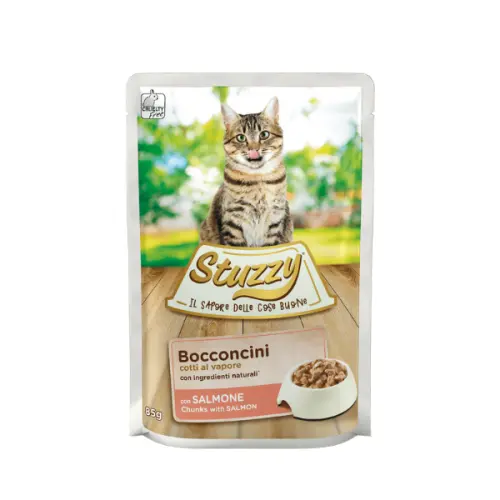 Hrana umeda pentru pisici Stuzzy Bucati in sos cu somon 85g