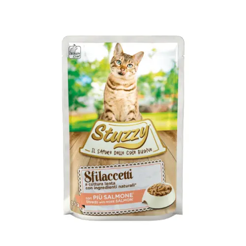 Hrana umeda pentru pisici Stuzzy Fasii de somon in sos 85g