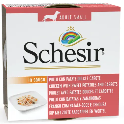 Hrana umeda pentru caini Schesir Adult Small Pui/Cartof/Morcov 85g