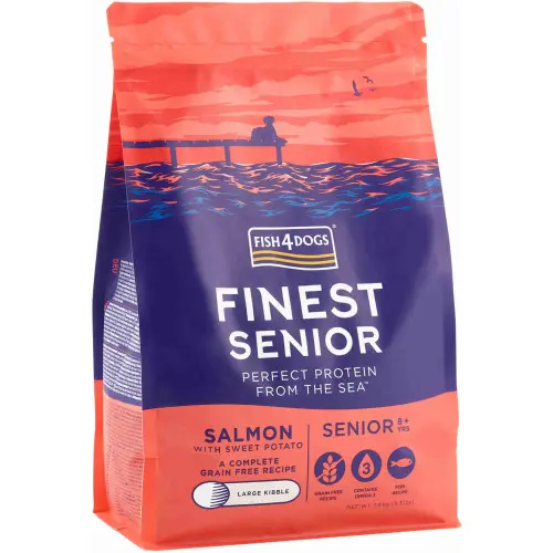 Hrana uscata pentru caini Fish4Dogs Finest Senior Somon si Cartof dulce 1.5 kg, Crocheta mare