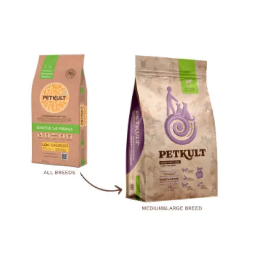 Hrana uscata pentru caini Petkult Sensitive Low Calories Adult&Senior Talie Medium&Large Miel si orez 12 kg