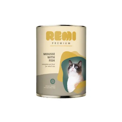 Hrana umeda pentru pisici Remi Premium Mousse cu Peste 400g