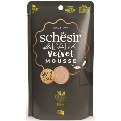 Hrana umeda pentru pisici Schesir After Dark Plic mousse cu Pui 80 gr