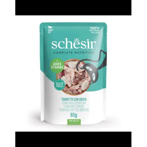 Hrana umeda pentru pisici Schesir plic Ton si Dorada in jeleu 85gr