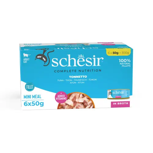 Hrana umeda pentru pisici Schesir conserva Ton in supa 6x50gr