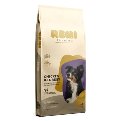 Hrana uscata pentru caini Remi Premium Adult Medium Breed cu Pui si Curcan 12.5kg