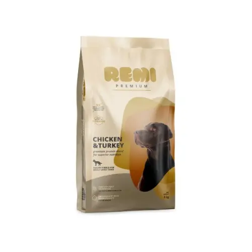 Hrana uscata pentru caini Remi Premium Adult Large Breed cu Pui si Curcan 3kg
