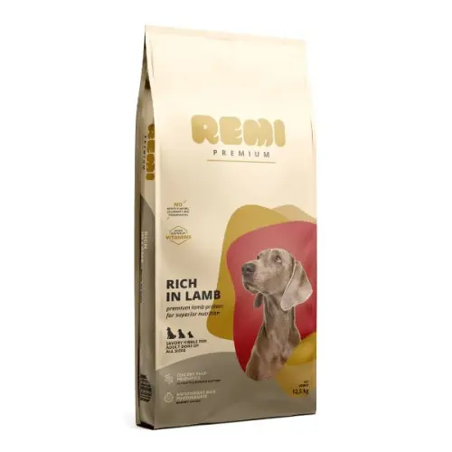 Hrana uscata pentru caini Remi cu miel 12.5kg: 25% proteine, 11% grasimi