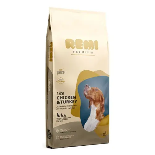 Hrana uscata pentru caini Remi Premium Premium Lite All Sizes cu Pui si Curcan 3kg