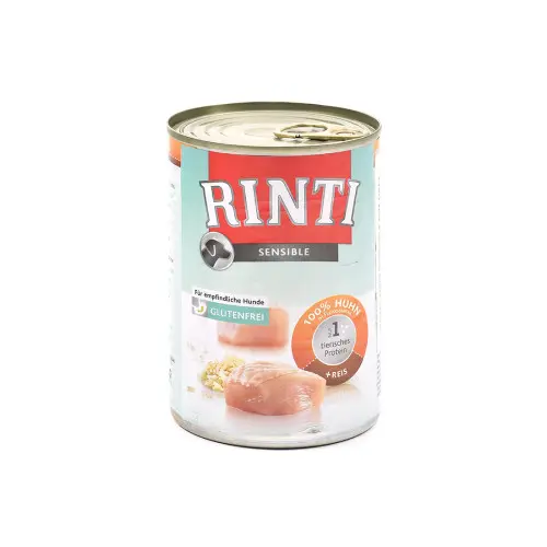 Hrana umeda pentru caini Rinti Sensible cu pui si orez 400 g