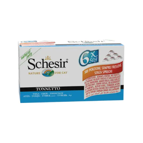 Hrana umeda pentru pisici Schesir cu ton set 6 conserve X 50 g