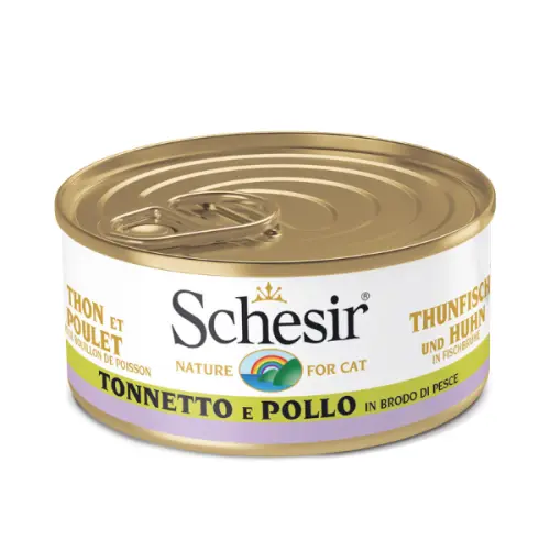 Hrana umeda pentru pisici Schesir in Supa Ton si Pui 70gr