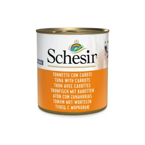 Hrana umeda pentru caini Schesir Adult cu ton si morcovi 285 g