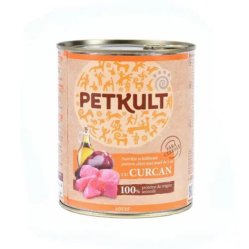 Hrana umeda pentru caini Petkult Adult cu curcan 800 g