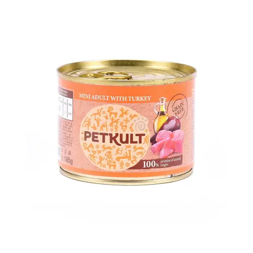 Hrana umeda pentru caini Petkult Mini Adult cu curcan 185 g