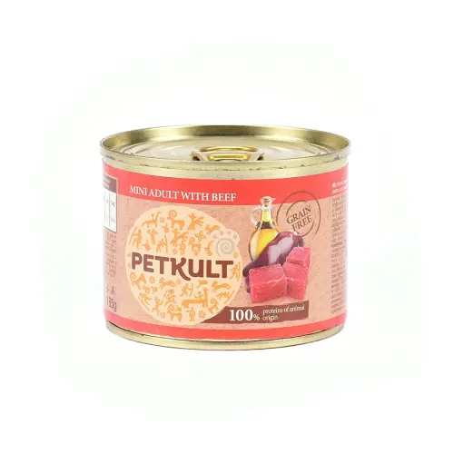Hrana umeda pentru caini Petkult Mini Adult cu vita 185 g