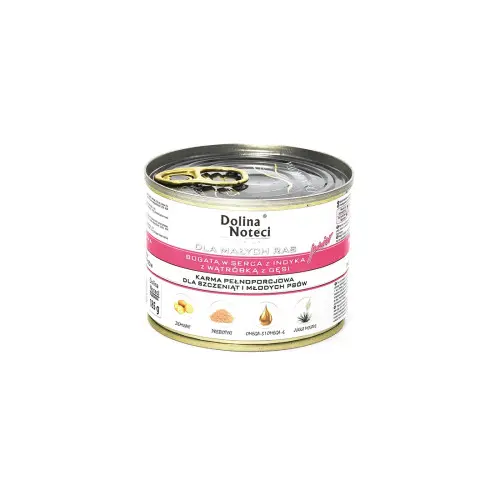 Hrana umeda pentru caini Dolina Noteci Mini Junior cu gasca si curcan 185 g