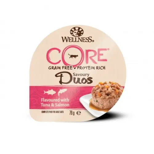 Hrana umeda pentru pisici Wellness Core Savoury Duos cu ton si somon 79 g