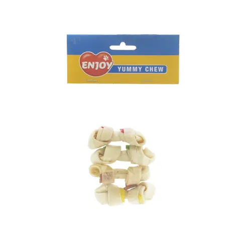 Recompensa pentru caini os innodat bicolor Enjoy 4 bucati