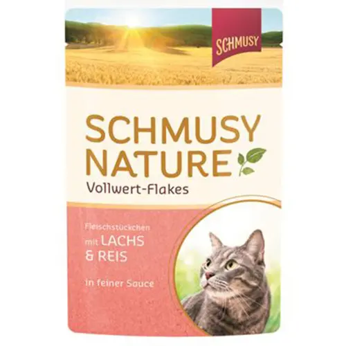 Hrana umeda pentru pisici Schmusy Nature cu somon si orez 100 g