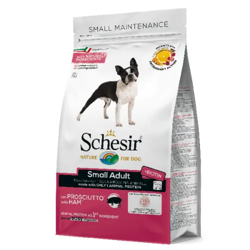 Hrana uscata pentru caini Schesir Small Adult Monoprotein cu sunca 800 g