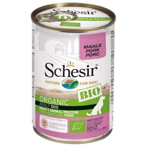 Hrana umeda pentru caini Schesir Bio Porc 400gr