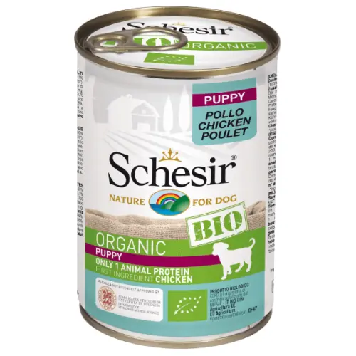 Hrana umeda pentru caini Schesir Bio Puppy 400 gr