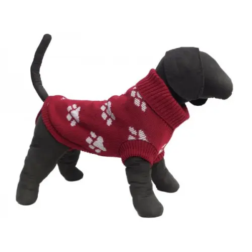Pulover rosu tricotat pentru caini Vesto 36 cm