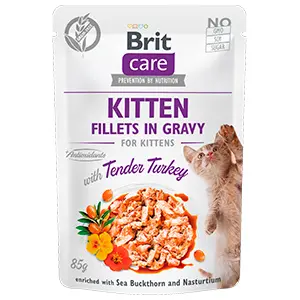 Brit Care Cat Kitten Fillets in Gravy With Tender Turkey, Set 10 X 85 g