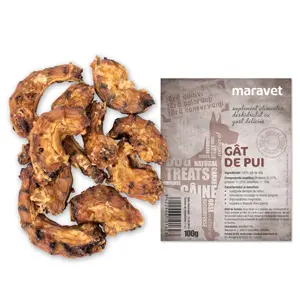 Recompensa pentru caini, gaturi de pui, 100 g