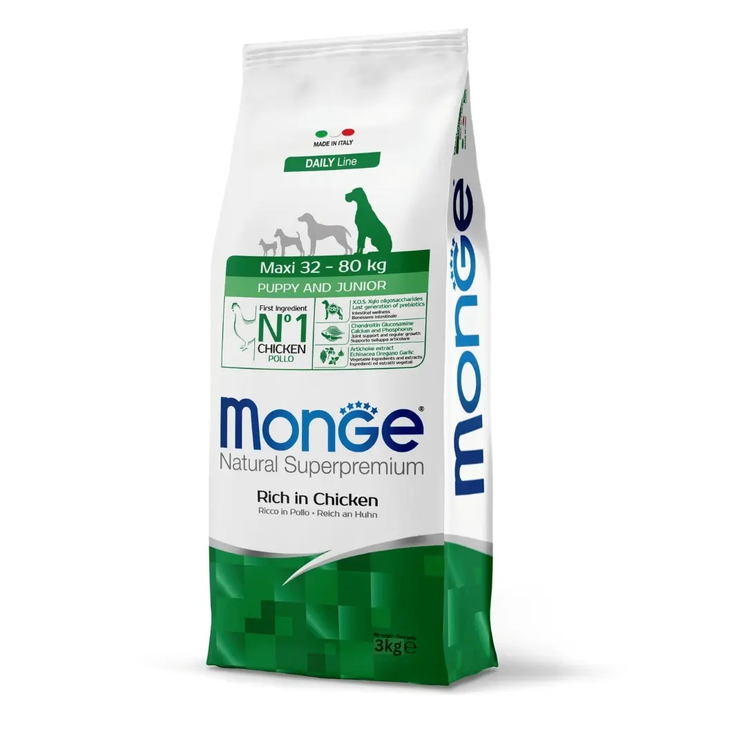 Monge Natural Superpremium Puppy & Junior Maxi - Pui si Orez - 3kg