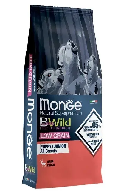 Monge BWild Dog Puppy & Junior All Breeds - Hrana uscata super-premium - Caprioara - 12kg
