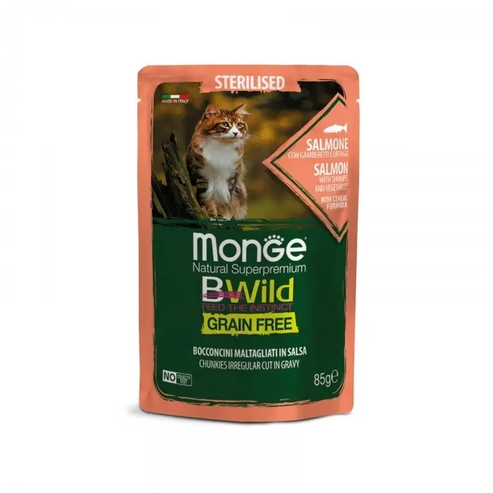 Monge BWild Sterilised Cat - Hrana umeda super-premium - Somon - 85g