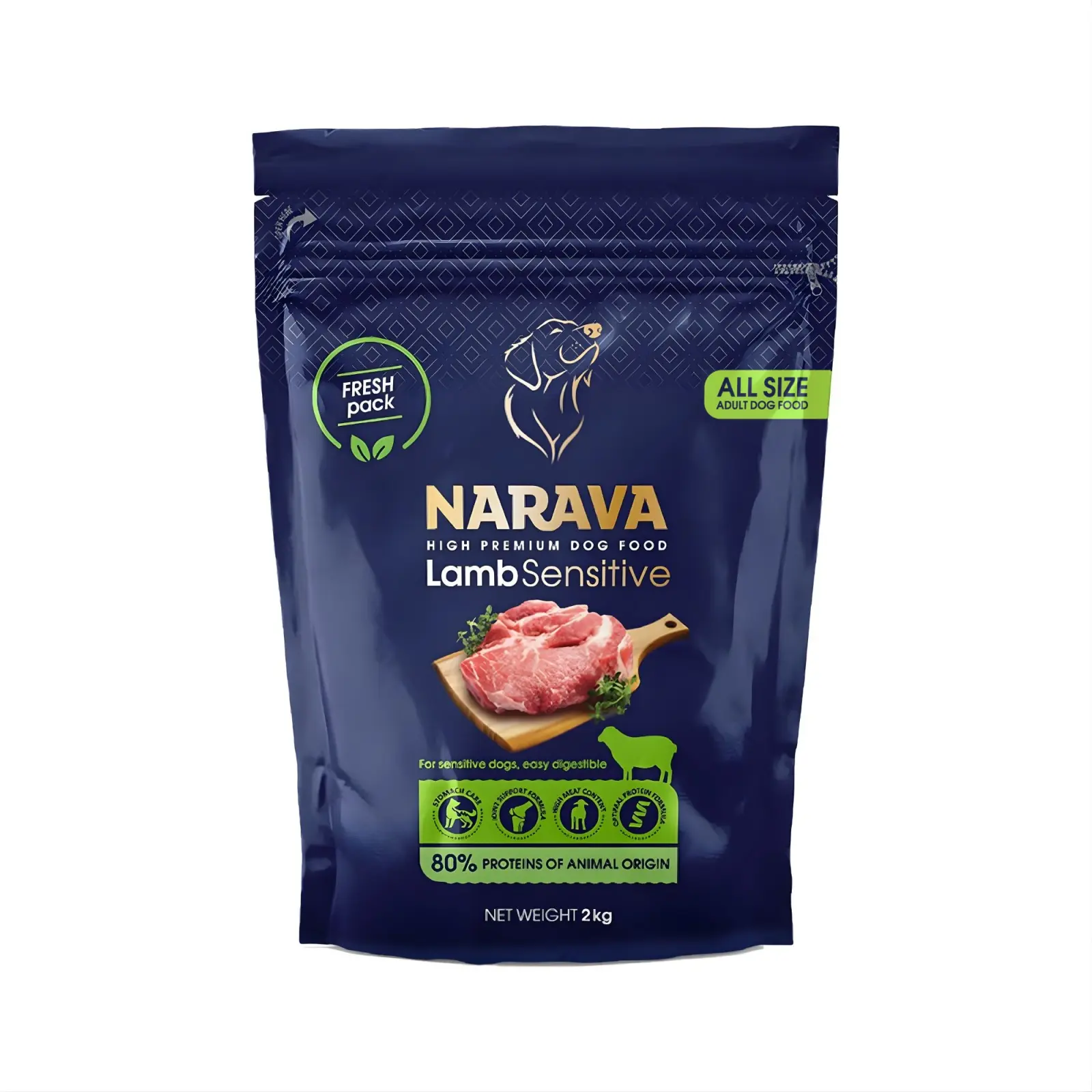 Narava Adult All Size - Hrana uscata premium - Miel - 2kg