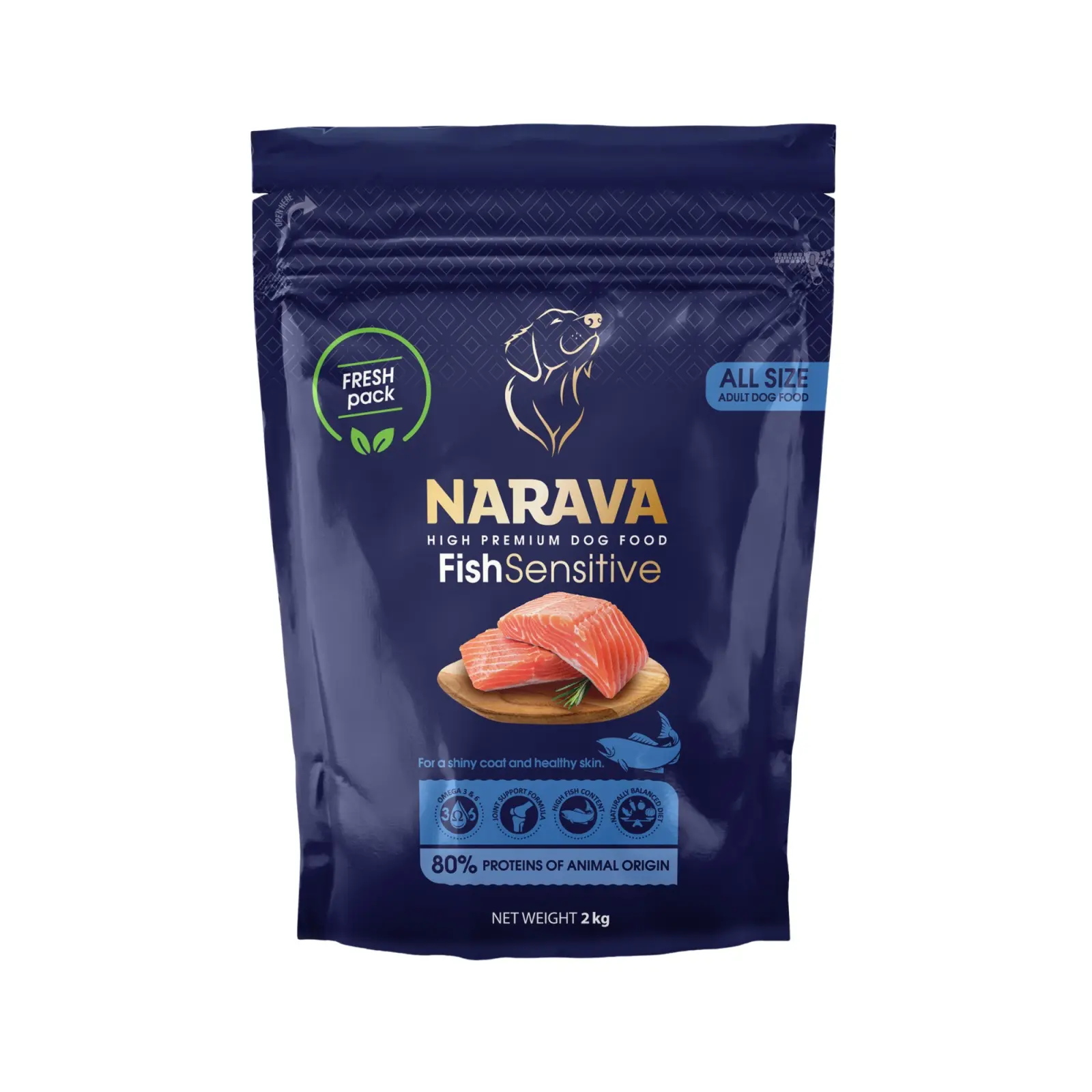 Narava Adult All Size - Hrana uscata premium - Peste - 2kg