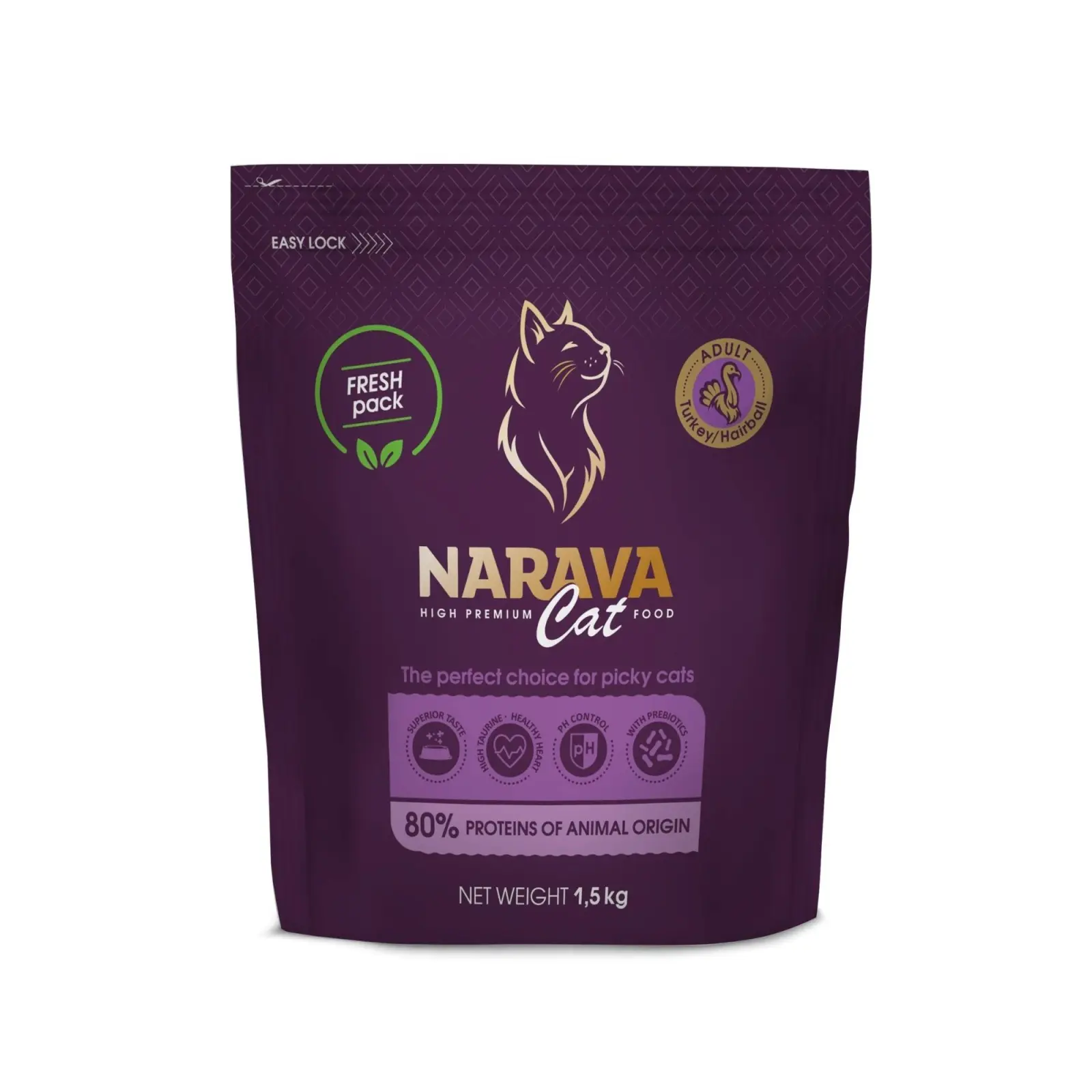 Narava High Premium Cat - Hrana uscata pentru pisici - Curcan - 1.5kg