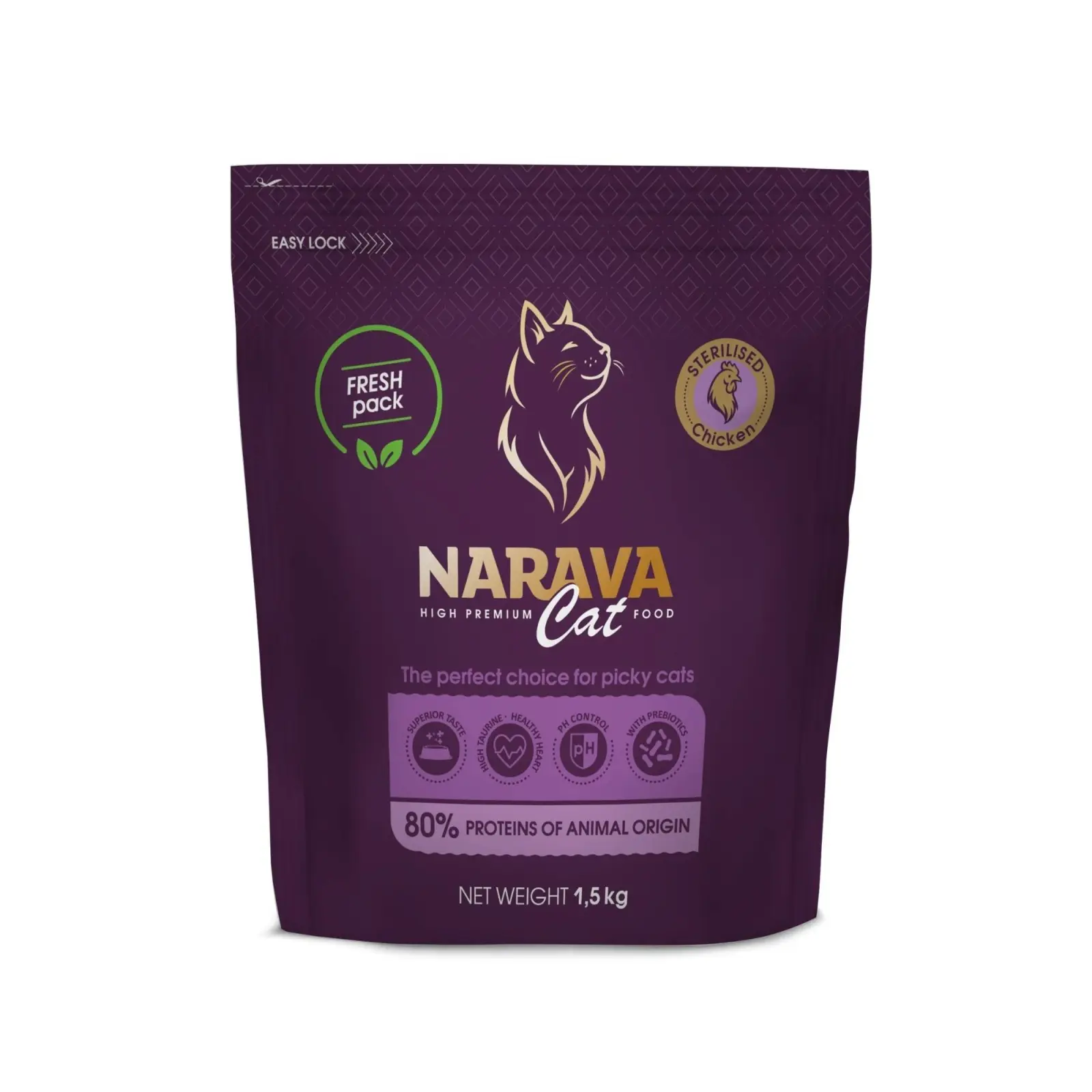 Narava High Premium Cat - Hrana uscata pentru pisici sterilizate - Pui - 1.5kg