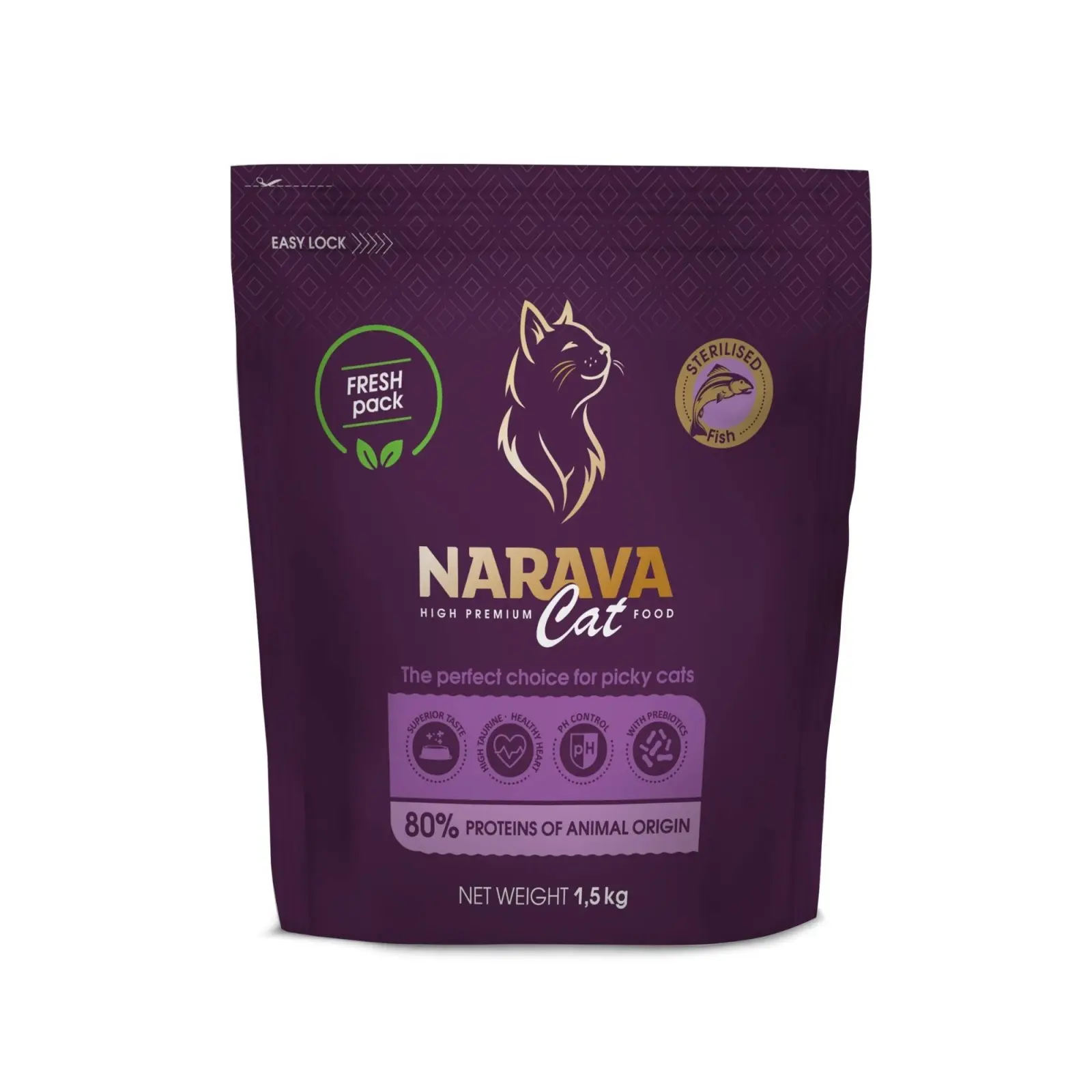 Narava High Premium Cat - Hrana uscata pentru pisici sterilizate - Peste - 1.5kg