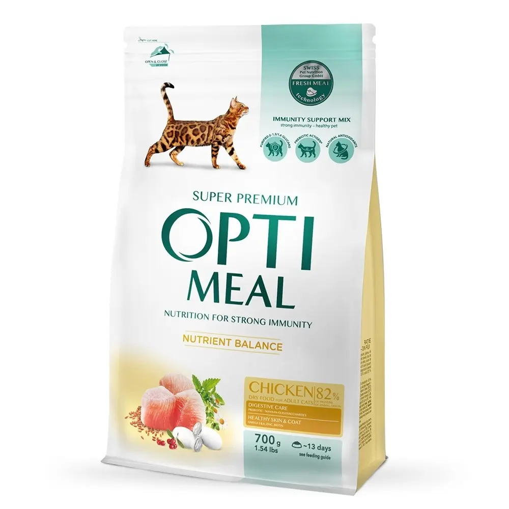 Optimeal Cat: Hrana uscata pentru pisici, Pui, 700g: 34% proteine, 16% grasimi