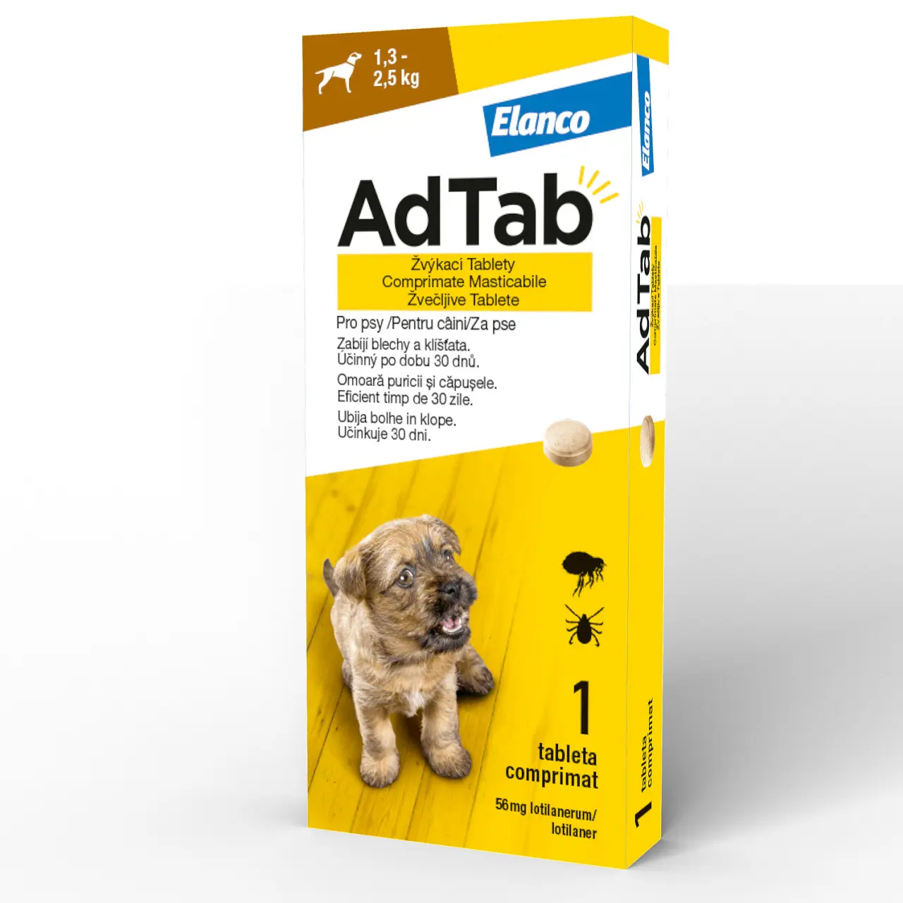 AdTab Dog 56mg (1.3-2.5kg) - Comprimate antiparazitare - 1cpr.