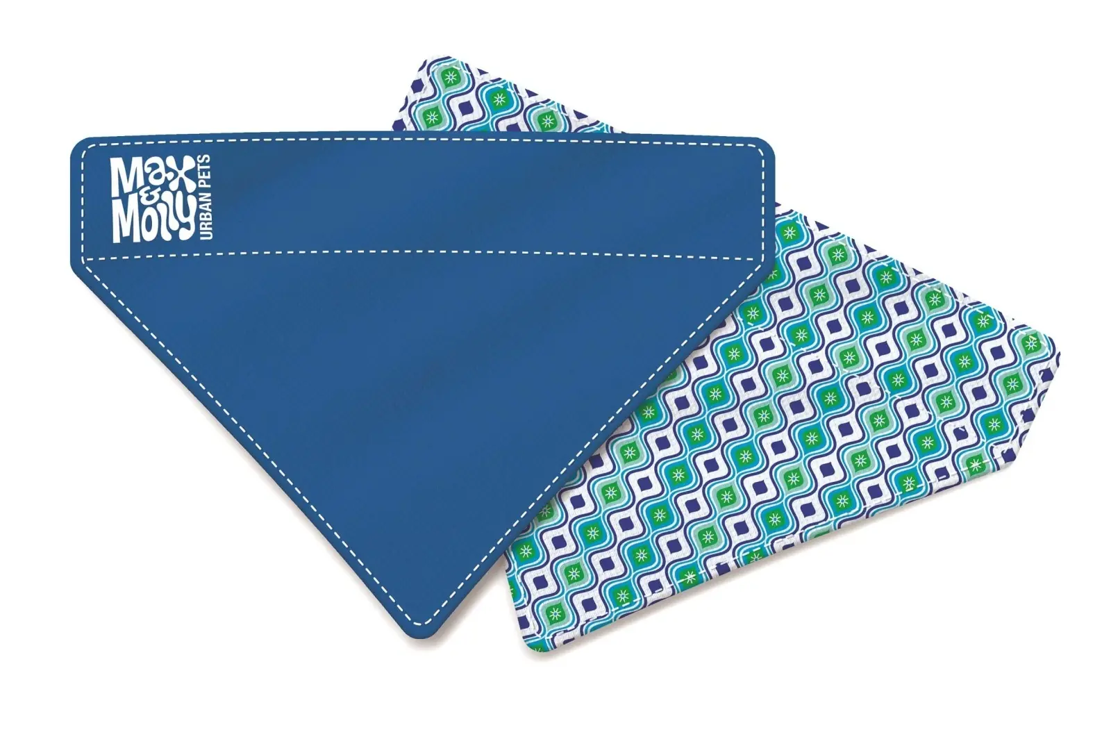 Bandana pentru caini Max & Molly, retro albastra, reversibila, dimensiuni 22.5 cm x 17 cm x 4.5 cm