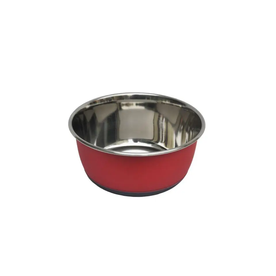 Castron inox antiderapant - Rosu - 1.9l