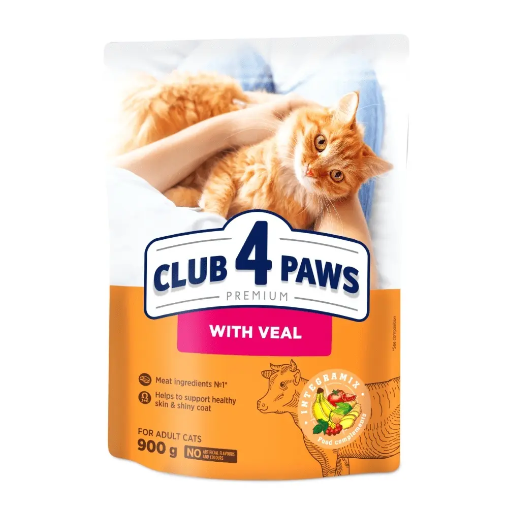 Club 4 Paws hrana uscata pentru pisici: vita, 900g