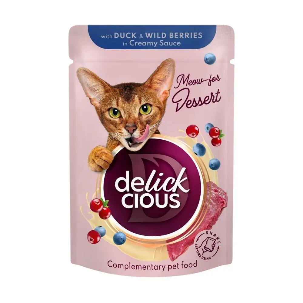 Delickcious Cat - Bucati de Rata & Fructe de Padure in Sos - 80g