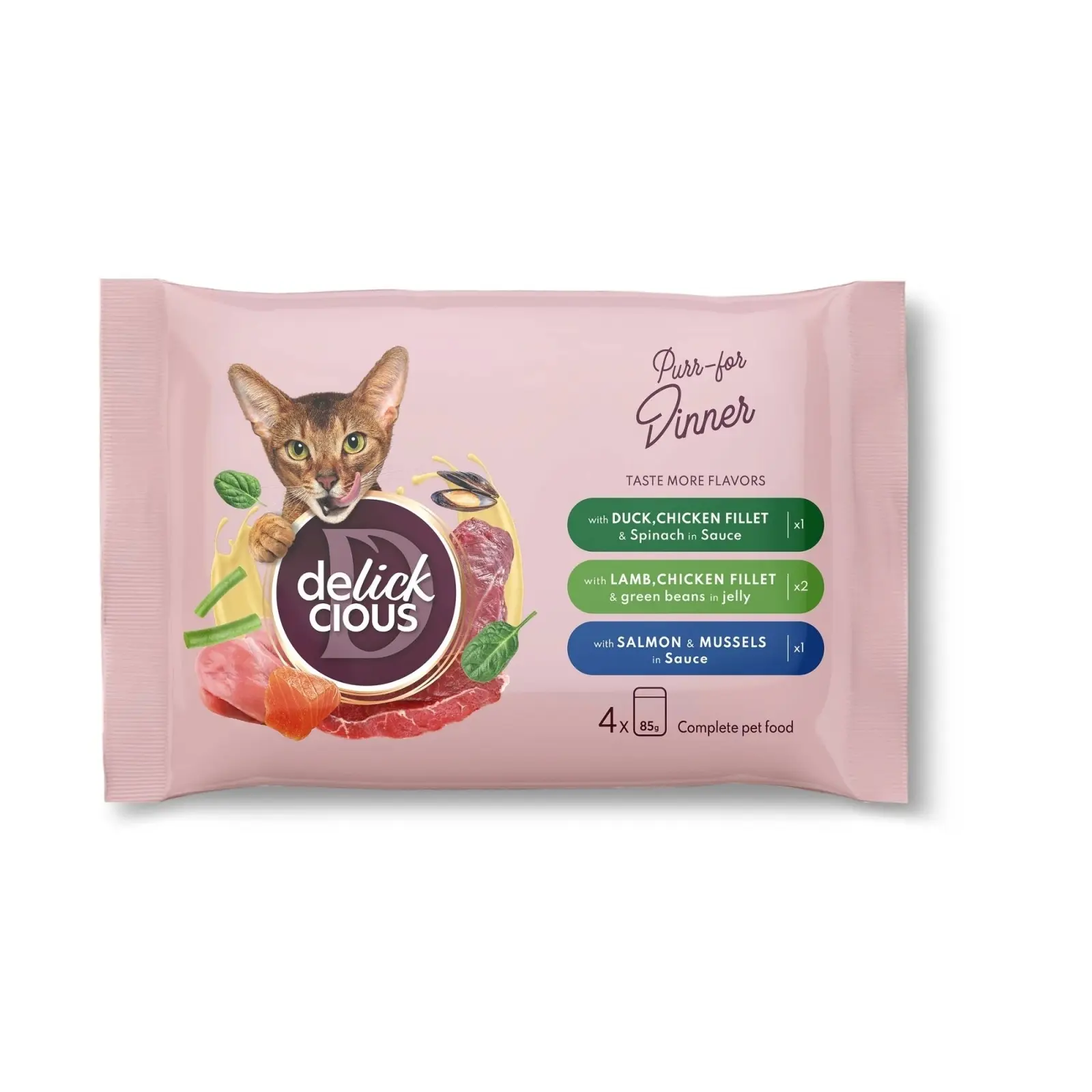 Delickcious Cat - Set Flowpack - 4 Plicuri - 4x85g